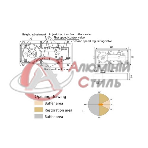 Floor door closer 90 kg Techoln GD68