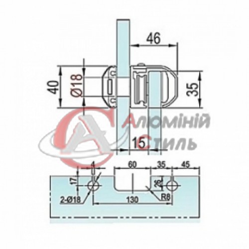 Sliding hardware set for two sashes KIN LONG TLG 212SF