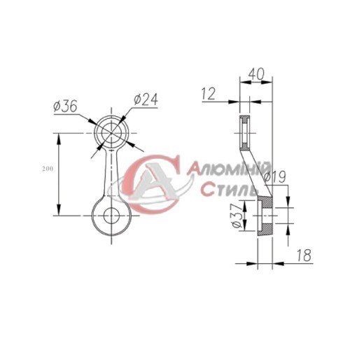 Top-side hinge (L-shaped) Techoln A423