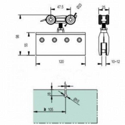 Ролик раздвижных дверей с зажимным креплением Techoln G-I327-4
